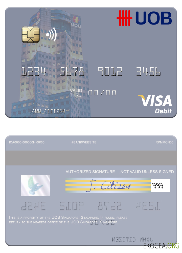 Carte de débit visa Singapour UOB Singapour